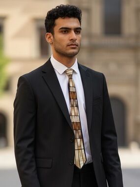 Feldini Geometric Pattern Silk Tie